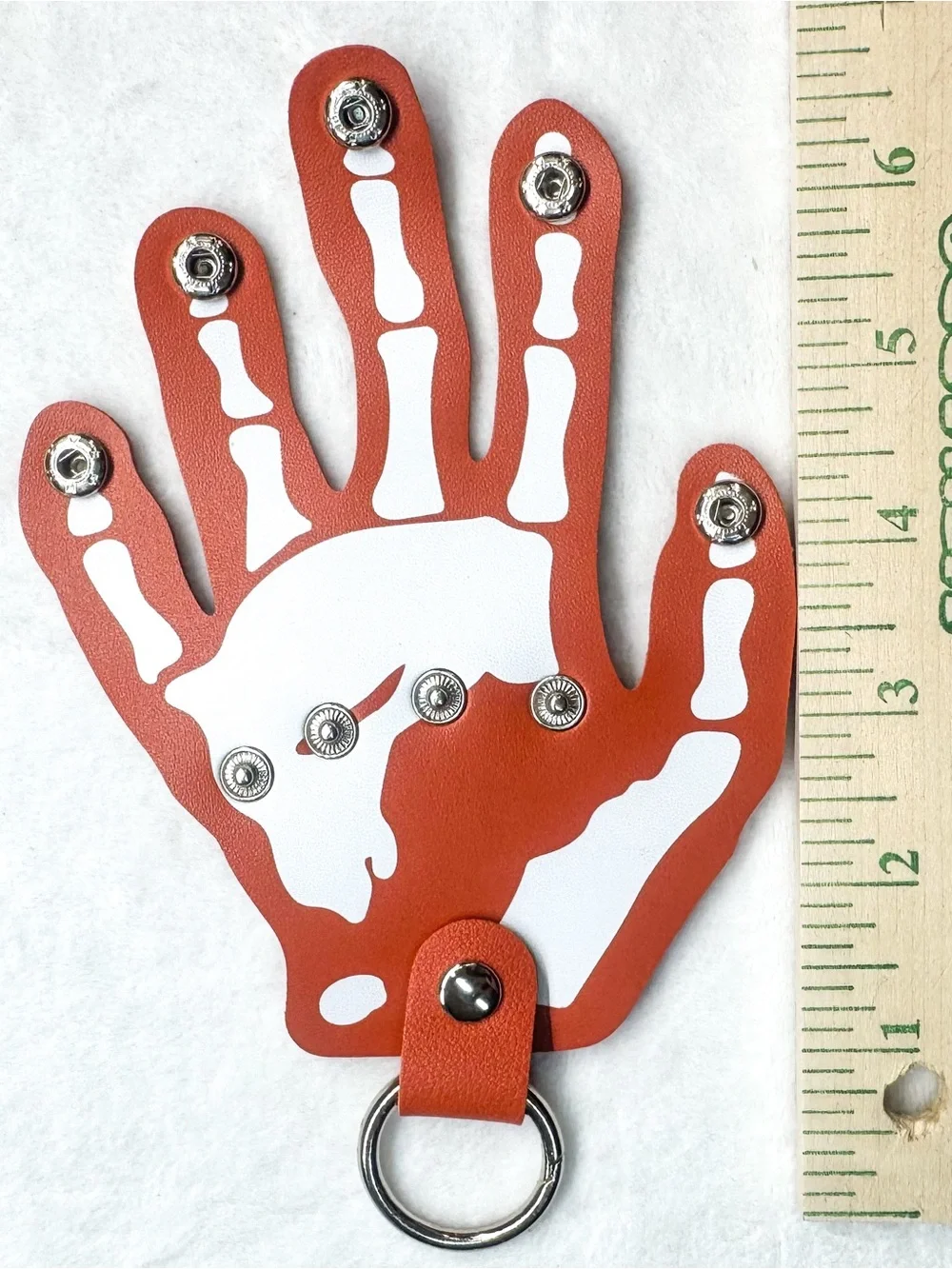 Orange Skeleton Hand Key Holder – Snap Closure Halloween Keychain
